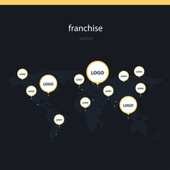 Franchise worldwide flat vector illustration