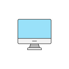 Computer monitor flat line icon