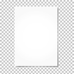 White sheet of paper. Realistic vector