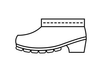 Rubber boots, protective shoes. Flat linear icon or object of clothing to design.