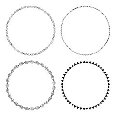 Decorative round frames for congratulations and greeting cards. Set isolated on white background.