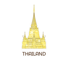 Fototapeta premium Buddhist wat temple in Bangkok Thailand on the golden glitter