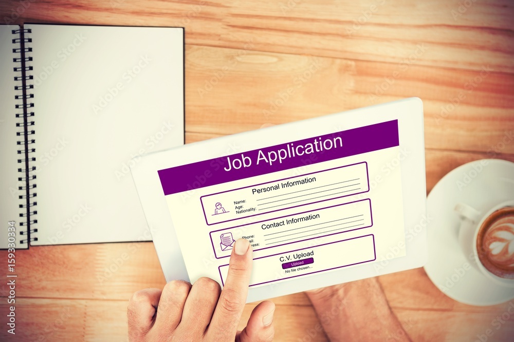 Poster composite image of digitally generated image of job application