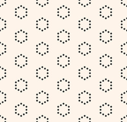 Fototapeta na wymiar Vector minimalist seamless pattern, simple monochrome geometric texture with small hexagons in hexagonal grid, repeat tiles. Abstract minimalistic background. Subtle design for decor, covers, banners