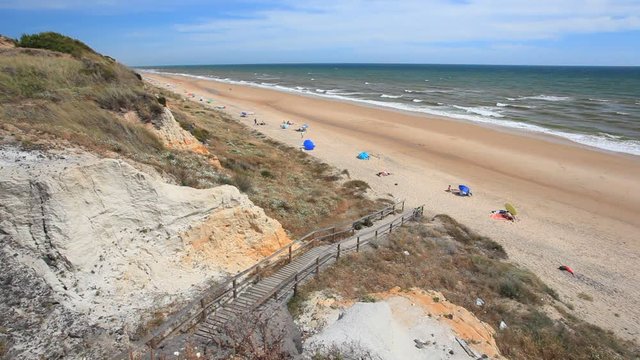 Beautiful atlantic ocean beach called Cuesta Maneli near town Matalascanas in Andalusia, Spain