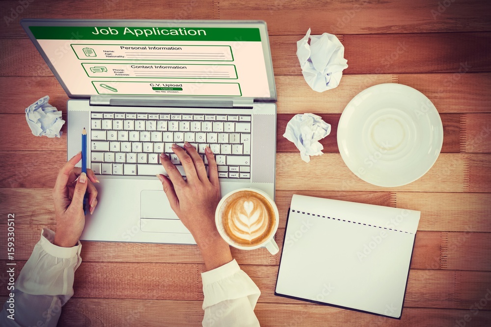 Poster composite image of digitally generated image of job application
