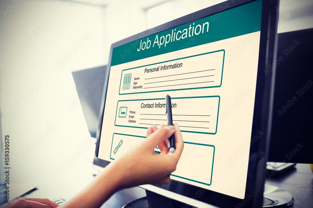 Poster composite image of digitally generated image of job application