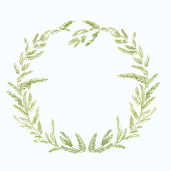 Watercolor wreath leaves green