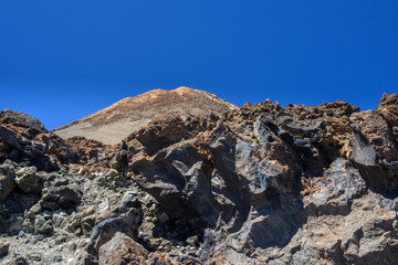 Desert Lonely Road Landscape in Volcan Teide National Park, Tenerife, Canary Island, Spain