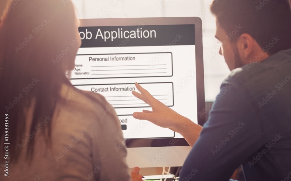 Poster composite image of digitally generated image of job application