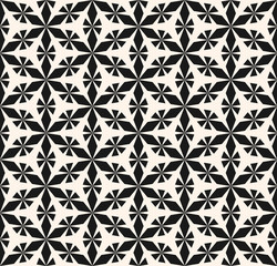 Vector seamless pattern ornament, abstract geometric texture with triangular figures, floral shapes, hexagonal grid. Elegant monochrome mosaic background. Design element for prints, decor, furniture