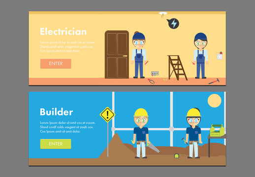 Two Construction Web Banner Layouts