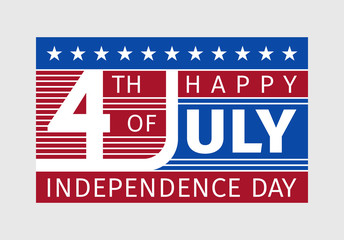 Happy fourth of july, independence day - card with typography in the USA style