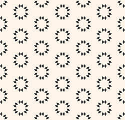 Vector geometric seamless texture, floral tile pattern. Abstract minimalist monochrome background with simple geometrical shapes, flowers, stars. Oriental design for decor, prints, textile, furniture
