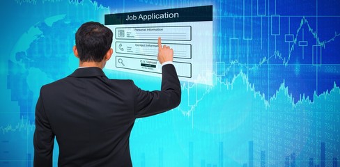 Composite image of asian businessman pointing