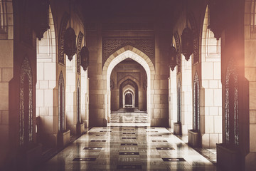 Archway inside of Grand Mosque, Sultanate of Oman