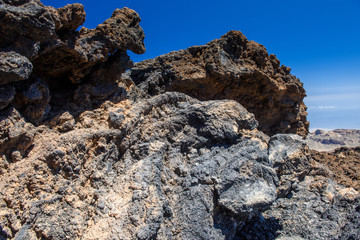 Desert Lonely Road Landscape in Volcan Teide National Park, Tenerife, Canary Island, Spain