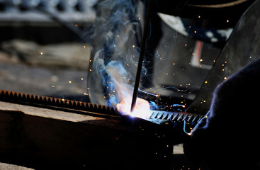 Sparks from welding.