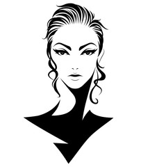 women short hair style icon, logo women on white background