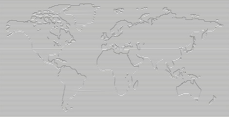 Vector Blank Grey linear World map isolated white background. Black white  Worldmap template website design. Earth Graph World map illustration.