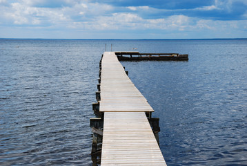 Wooden bathing pier