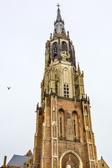 Fototapeta na wymiar Bell Tower Clock New Cathedral Nieuwe Kerk Delft Netherlands