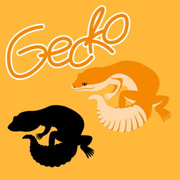 gecko Lizard vector illustration style Flat silhouette