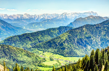 Alpine view to mount Zugspitze