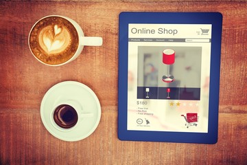 Composite image of electric lamps for sale displayed on web page