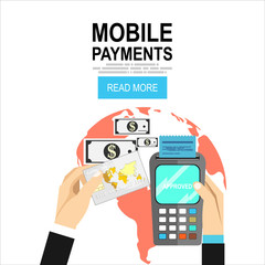 Mobile payments.Transaction and paypass and NFC. Vector illustration