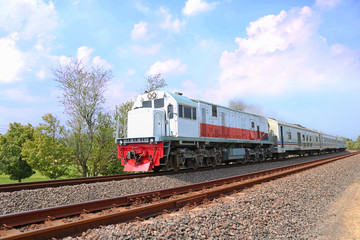 Fototapeta na wymiar Train of Indonesian, Train Transportation, Train on rail, Jogja City | Train of Asian