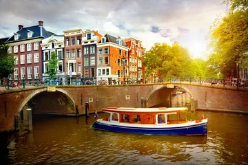 Keuken spatwand met foto Canal in Amsterdam © adisa