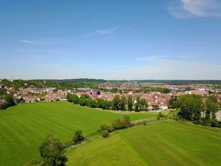 Fototapeta na wymiar Stadtpanorama von Herrieden an der Altmühl