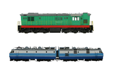 Locomotives isolated on white background