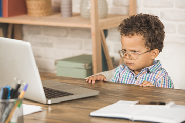 Little Boy Using Digital Device Modern Technology 