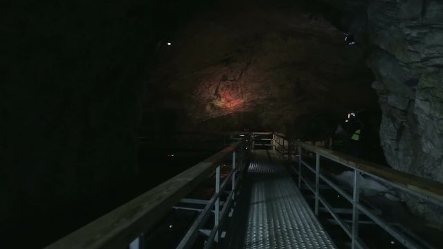The panton way on the underground lake in the marble cave