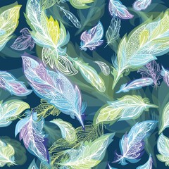 Fototapety  Romantic Vector Feather Pattern
