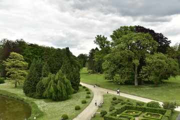 Partie du Jardin Botanique Nationale de Meise vue depuis le toit du château-fort de Bouchout 