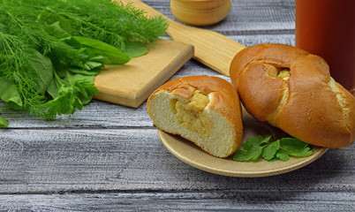 Slavic cuisine. Pie with peas.