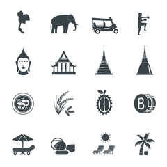 Naklejka premium Thailand icons. Vector illustration.
