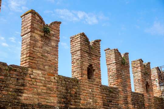 Detail of an old fortified wall of the medieval Castle