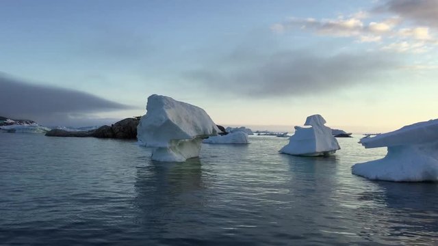 Huge icebergs on arctic ocean in Greenland