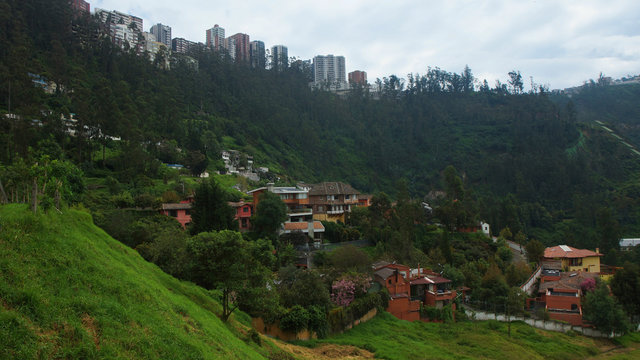 View of the neighborhood of Guapulo with the buildings of Gonzalez Suarez Avenue in the background