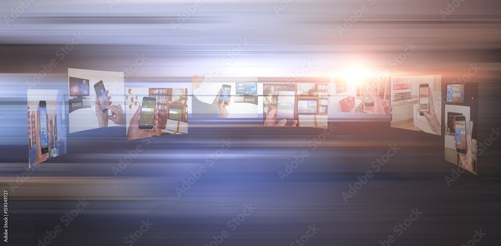 Poster composite image of vector image of various device screens