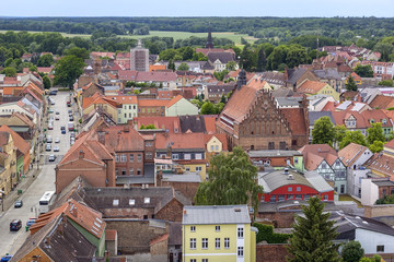 View from the tower of the church to the small town