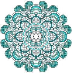 Ornamental pattern round. Lace mandala. Vector. Rose quartz and serenity colors.