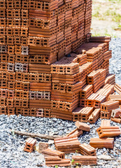 Red brick used for construction.