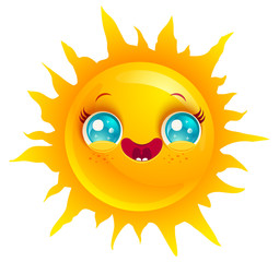  Funny sun with smile.