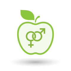 Isolated apple with  an interlaced female an male sexual signs