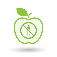 Isolated apple with  a male pictogram  in a not allowed signal